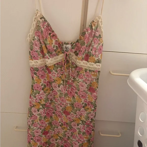 Princess Polly Floral Lace Mini Dress - Pink, Yellow, Green - Picture 2 of 2